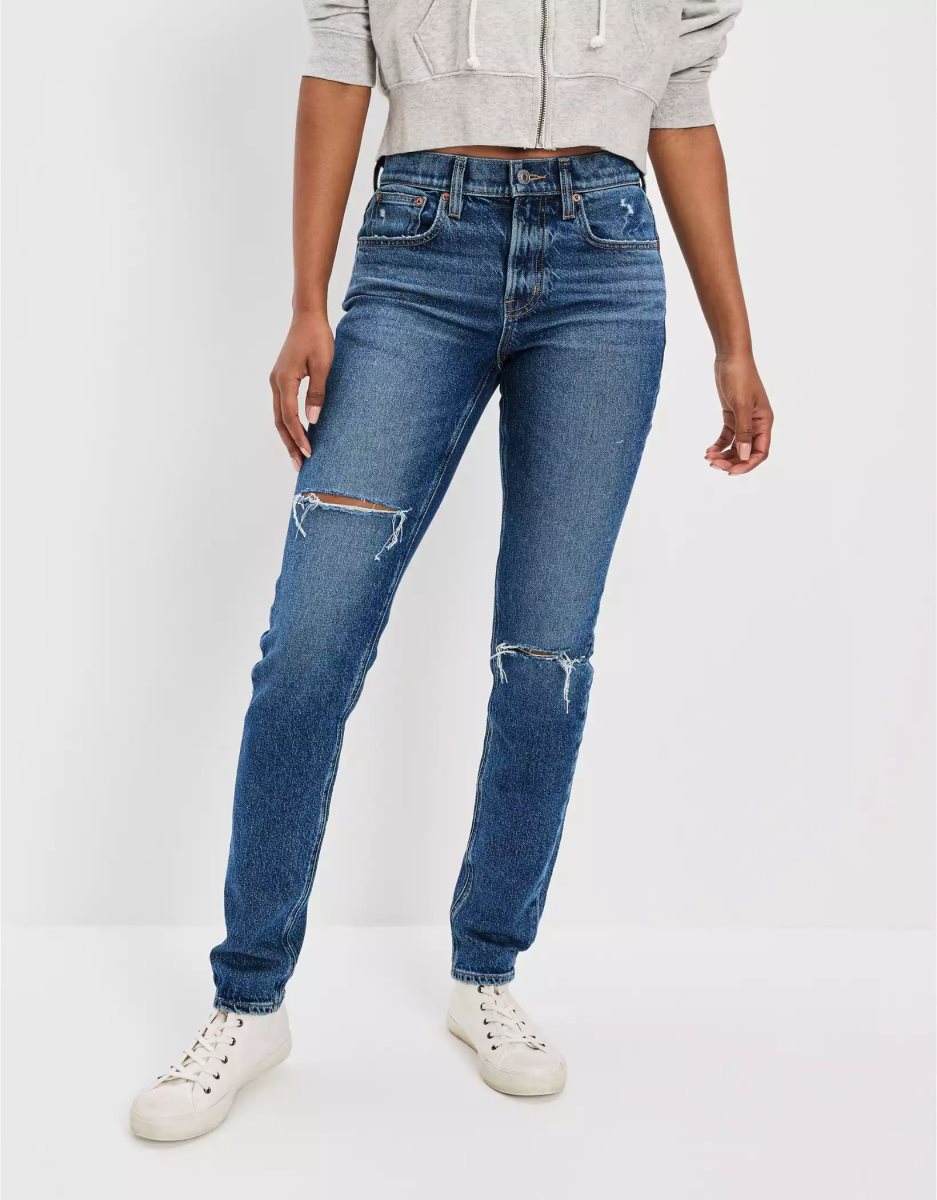 Jean American Eagle AE Stretch Ripped '90s Mince Multicolore Femme | ZYC-89707708